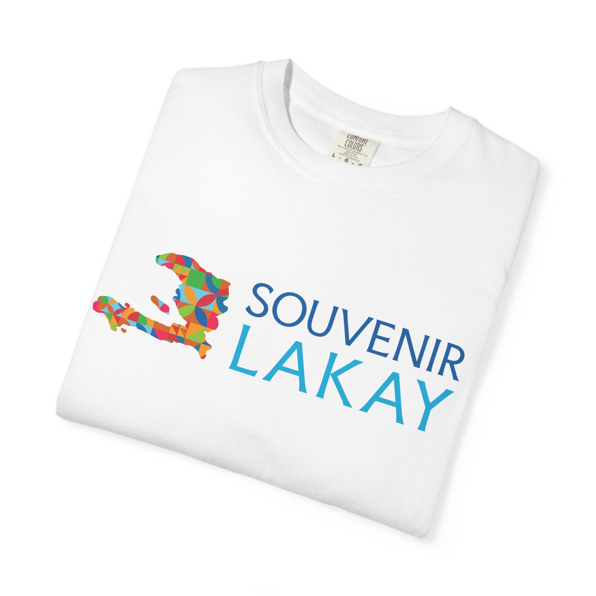 Souvenir Lakay T-Shirt — Colorful Haiti Map Graphic