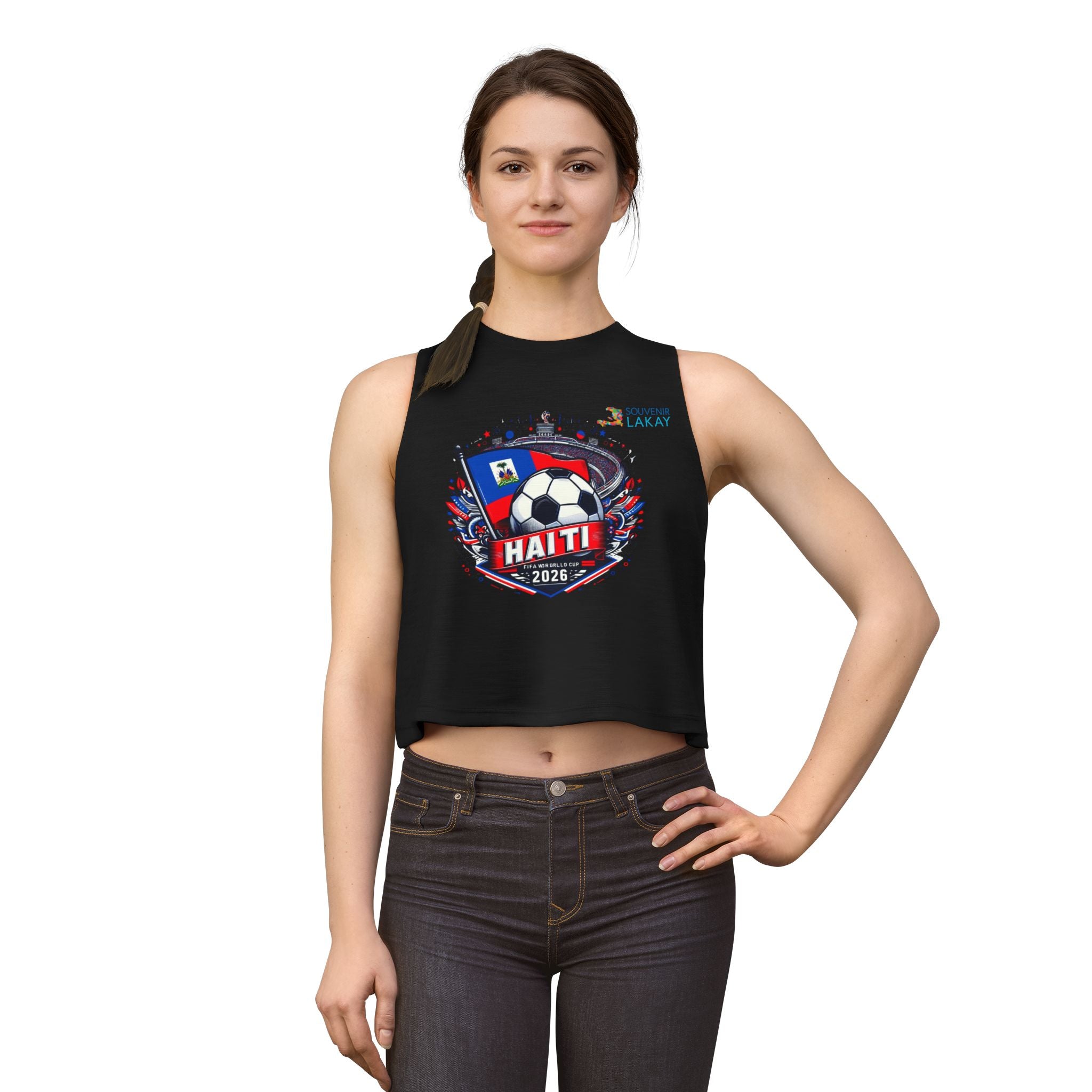 Haiti 2026 Soccer Crest Crop Top — Women's Football Fans Tank