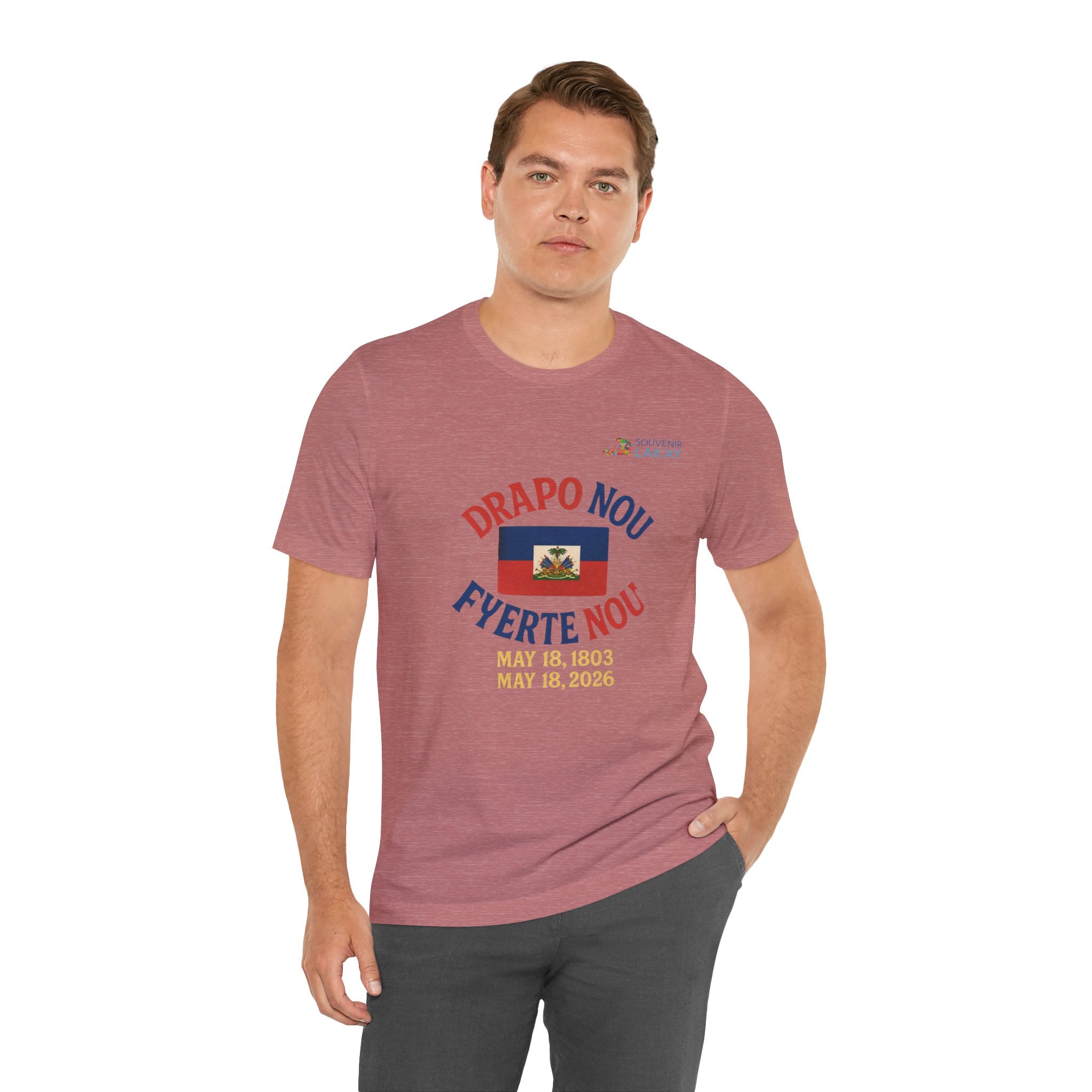Haiti Flag T-Shirt — "Drapo Nou, Fyerte Nou" May 18 Commemorative Tee