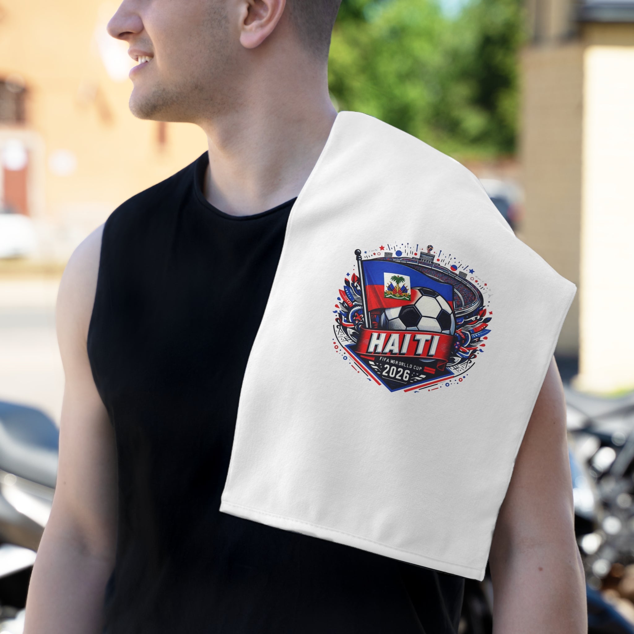 Haiti 2026 Soccer Rally Towel — 11x18 Fan Flag Design
