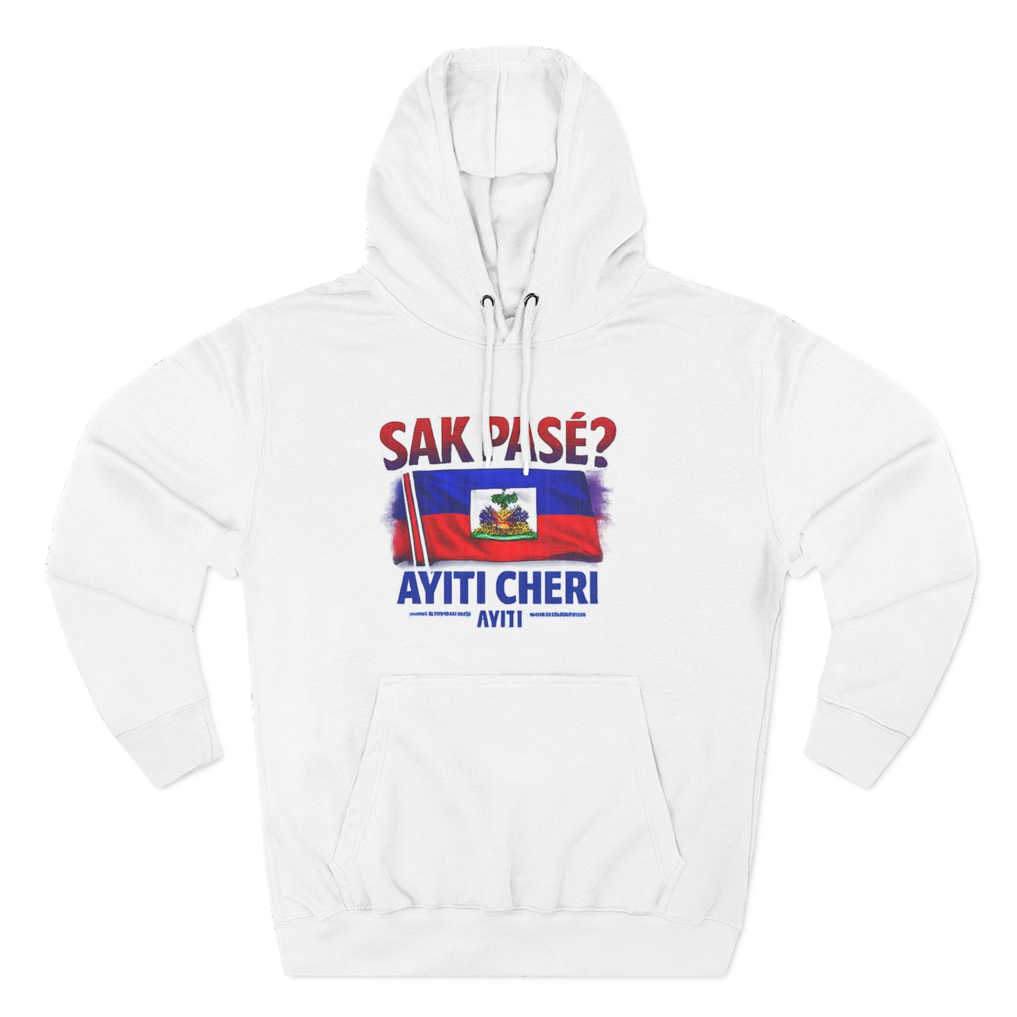 Hoodie — "Sak Pase? Ayiti Cheri" Haitian Flag Fleece Hoodie