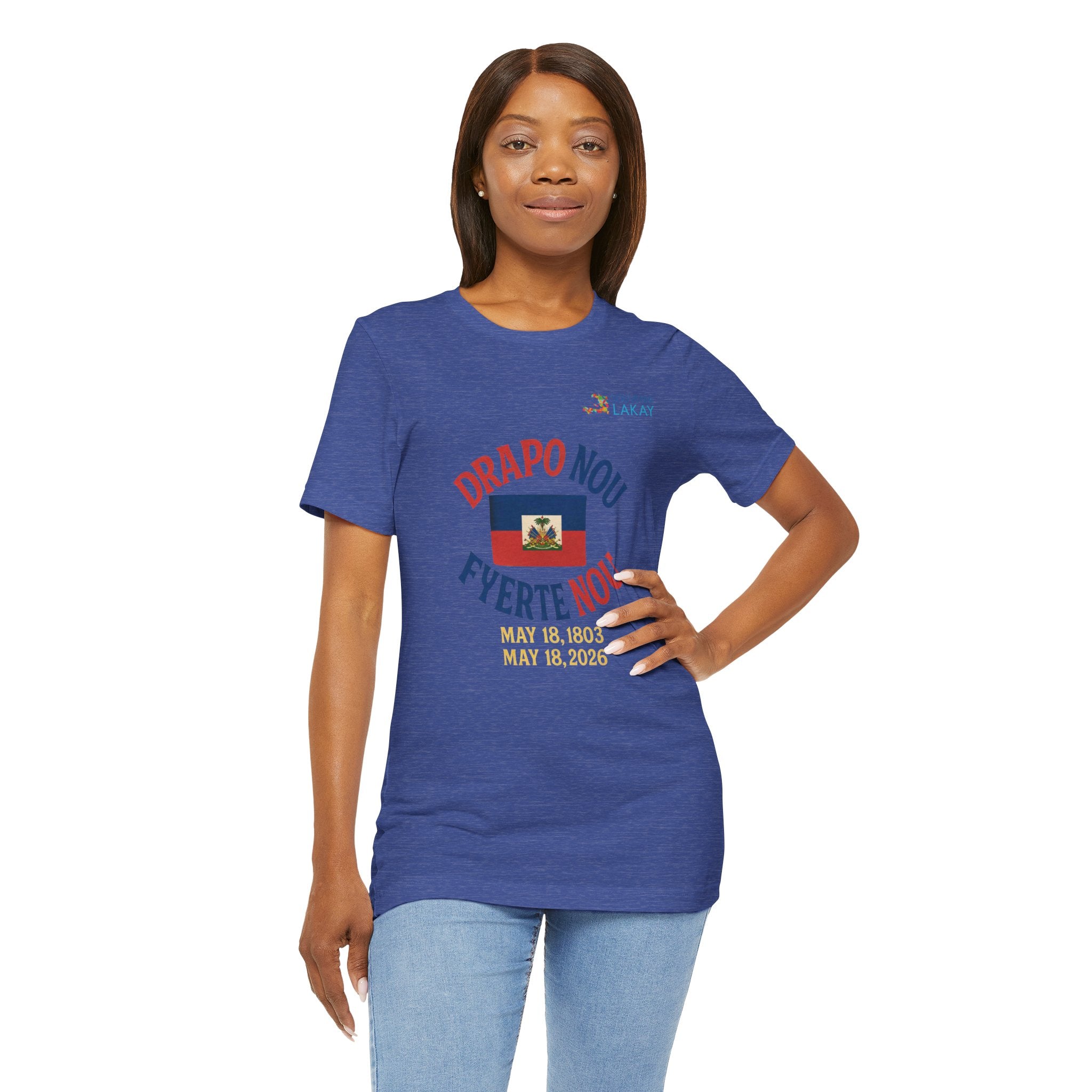 Haiti Flag T-Shirt — "Drapo Nou, Fyerte Nou" May 18 Commemorative Tee