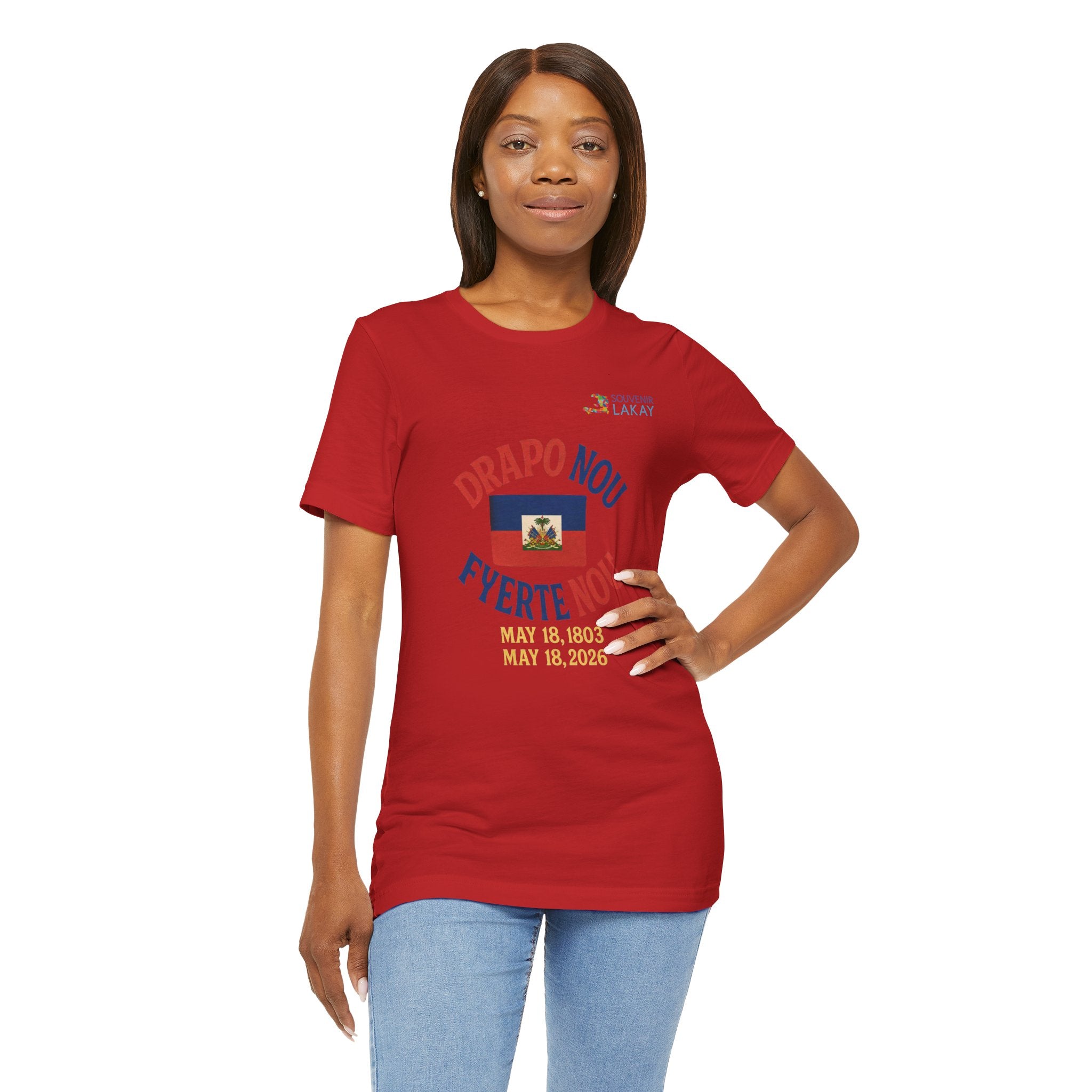 Haiti Flag T-Shirt — "Drapo Nou, Fyerte Nou" May 18 Commemorative Tee