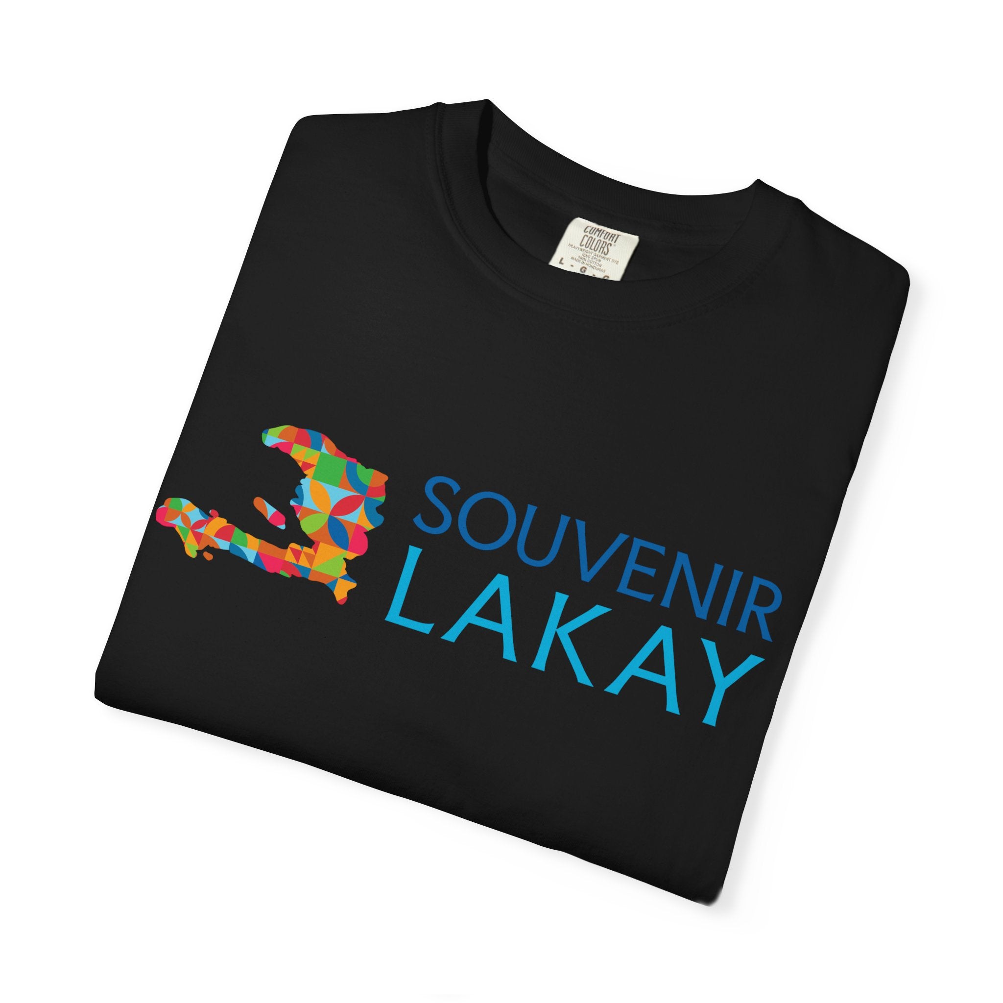 Souvenir Lakay T-Shirt — Colorful Haiti Map Graphic