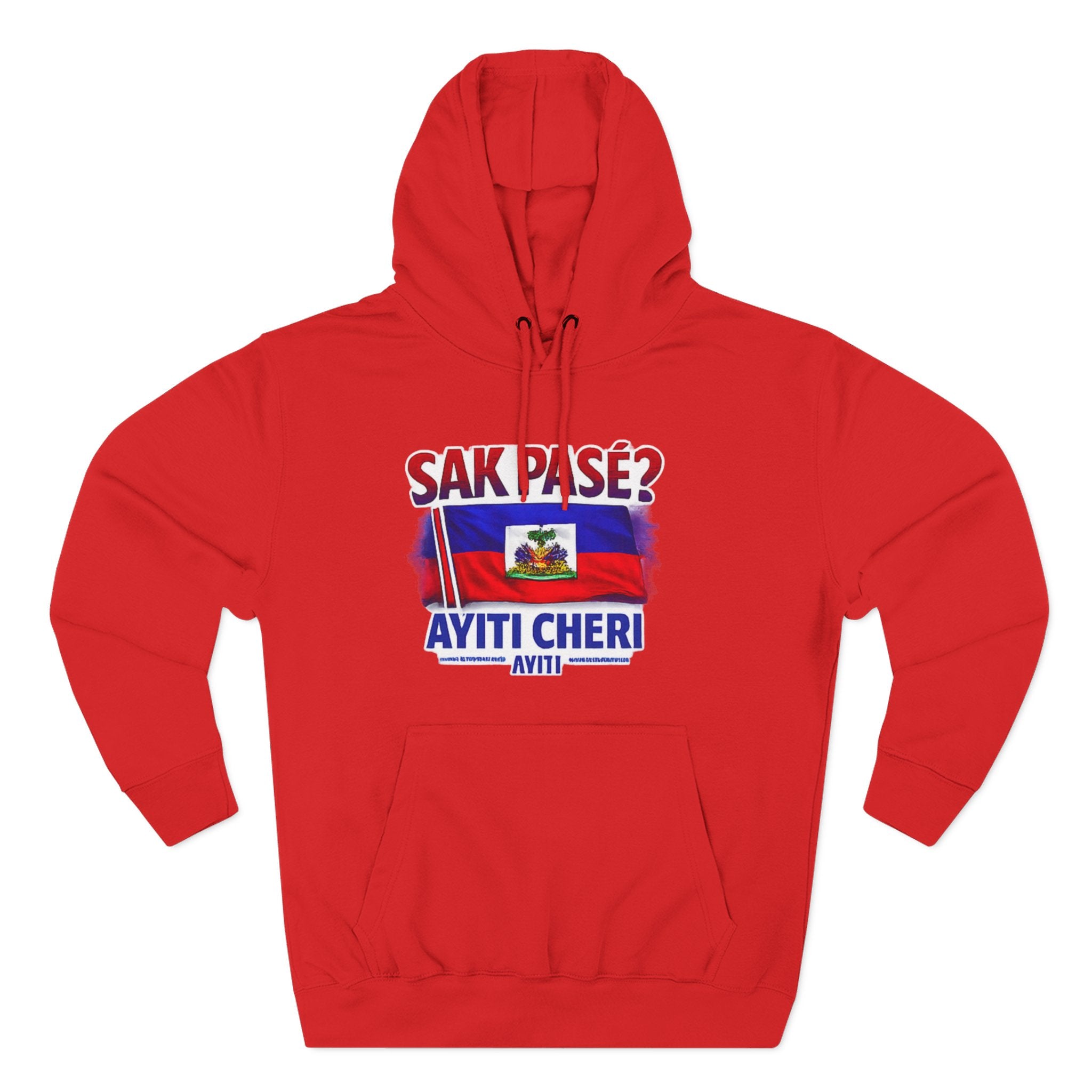 Hoodie — "Sak Pase? Ayiti Cheri" Haitian Flag Fleece Hoodie