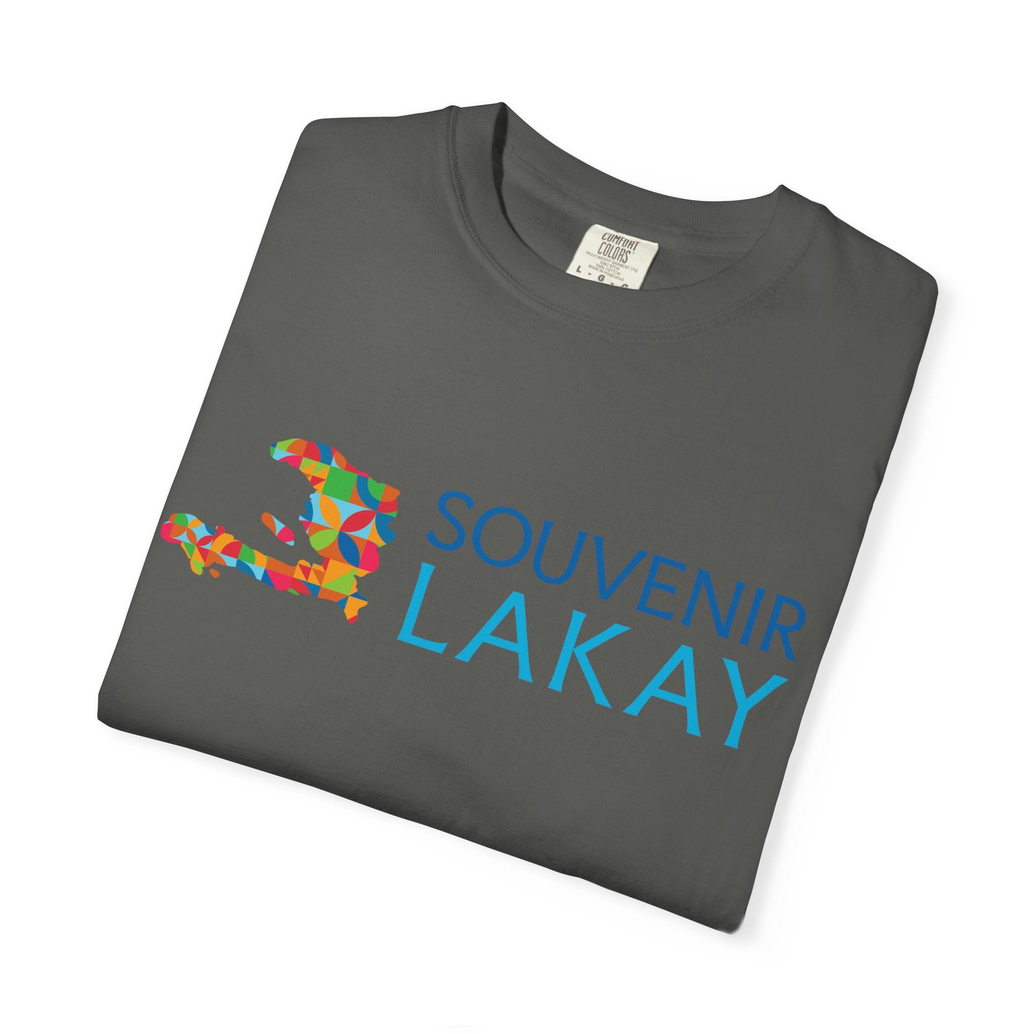Souvenir Lakay T-Shirt — Colorful Haiti Map Graphic