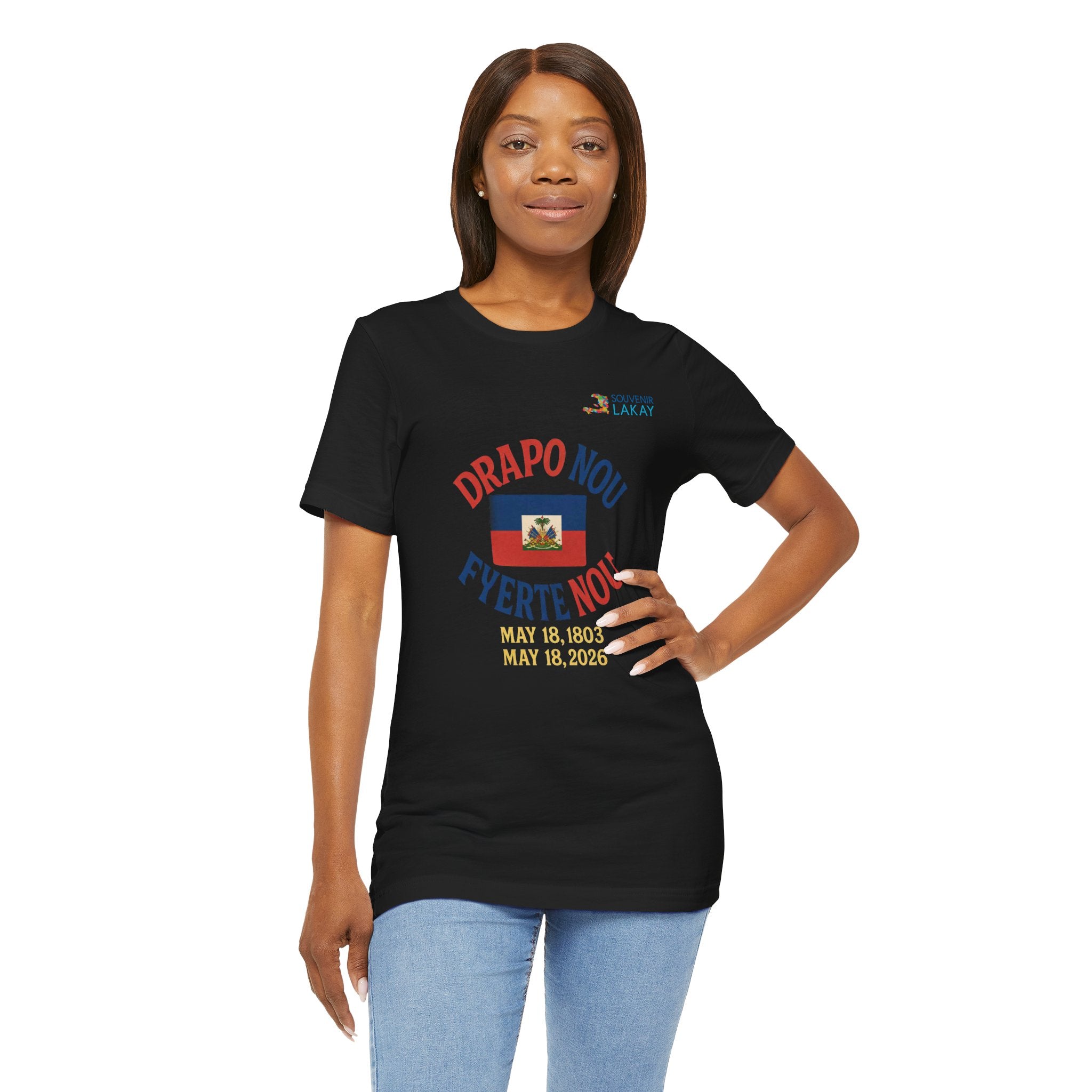 Haiti Flag T-Shirt — "Drapo Nou, Fyerte Nou" May 18 Commemorative Tee
