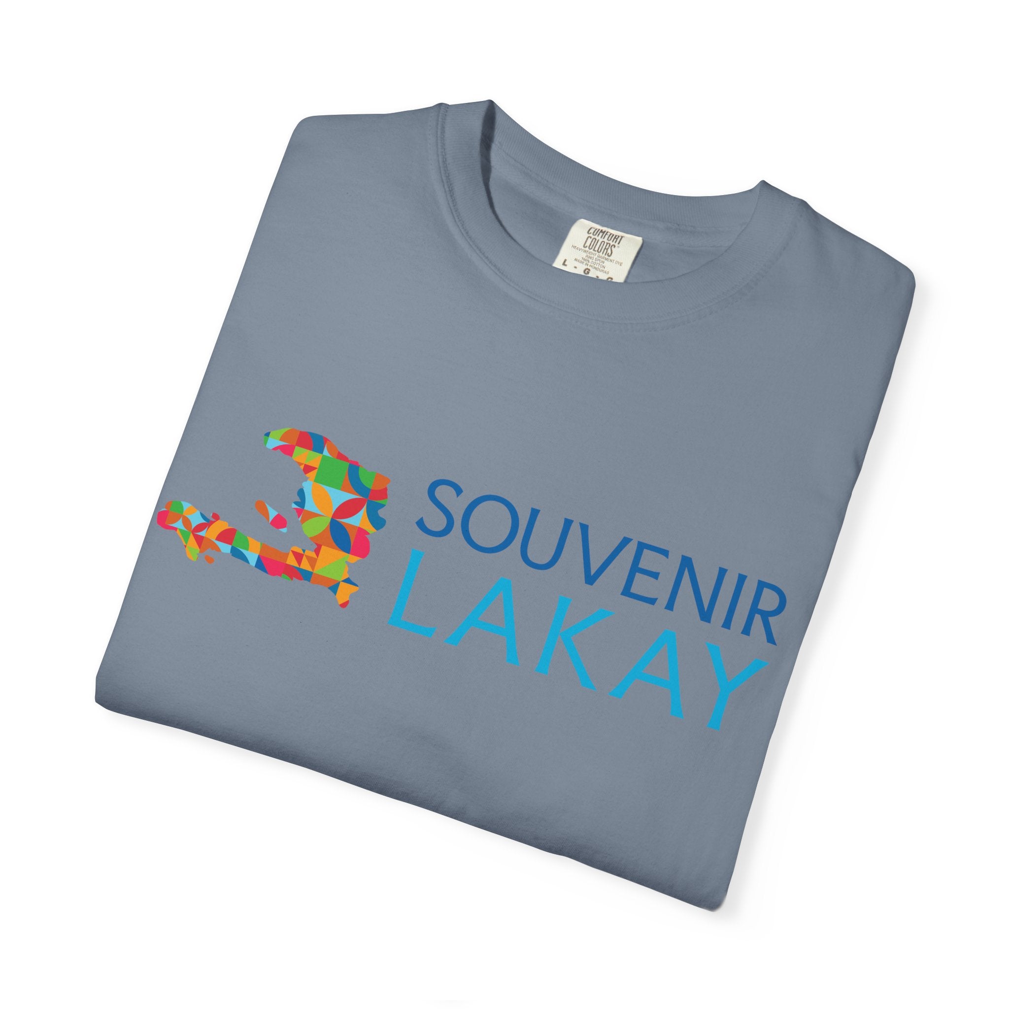 Souvenir Lakay T-Shirt — Colorful Haiti Map Graphic