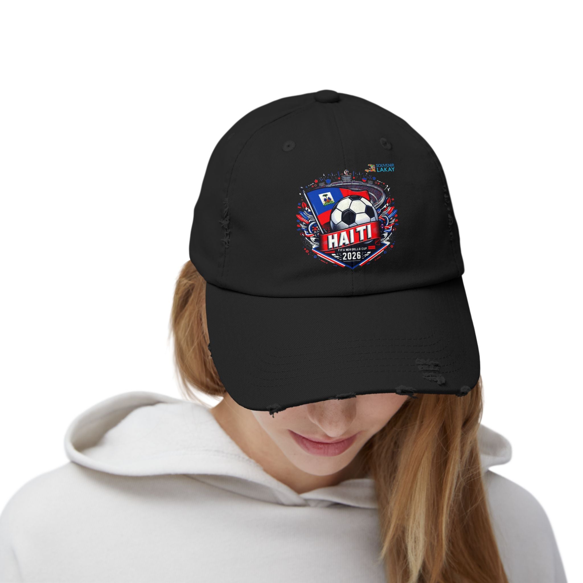 Haiti Soccer Cap 2026 — Distressed Flag Badge Hat
