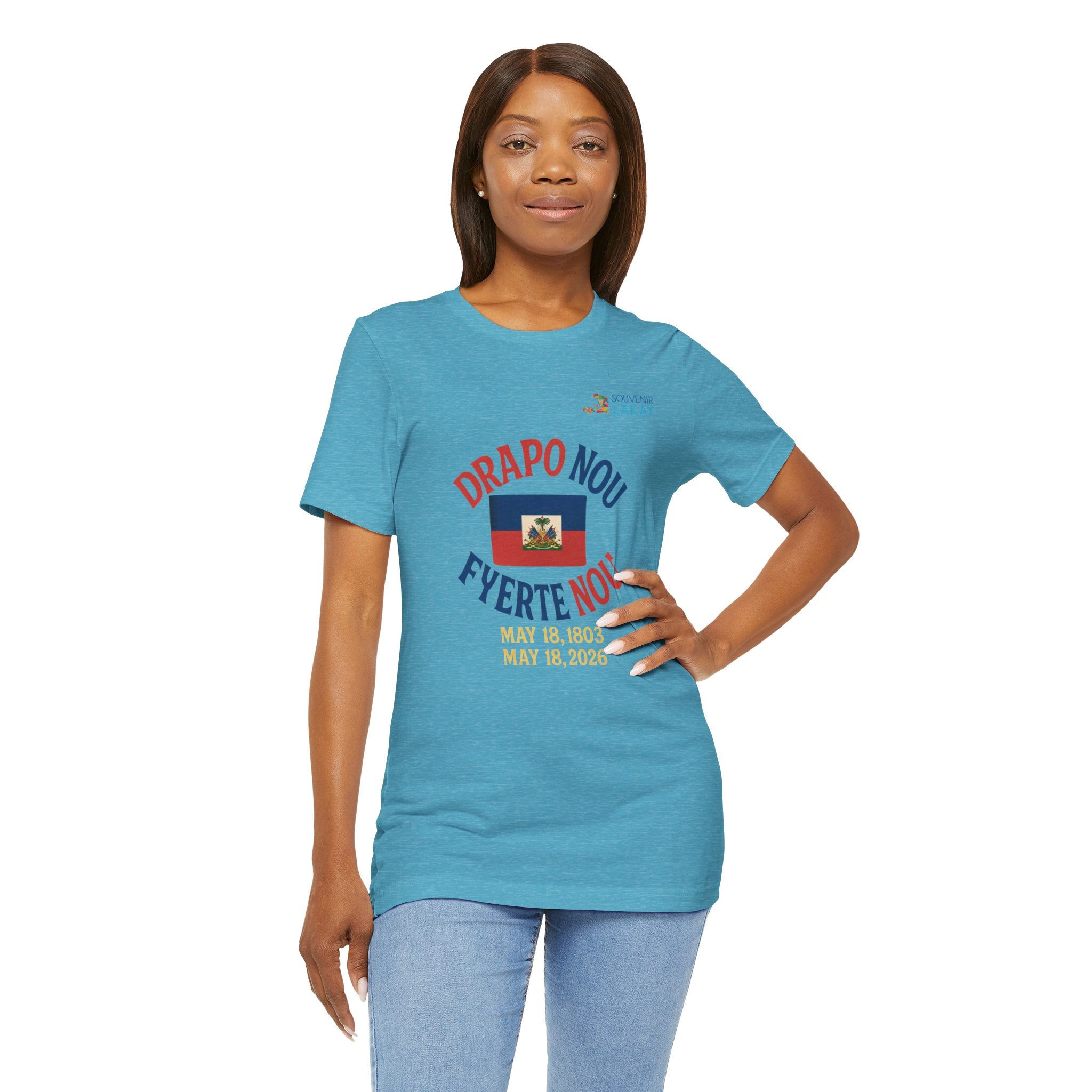 Haiti Flag T-Shirt — "Drapo Nou, Fyerte Nou" May 18 Commemorative Tee