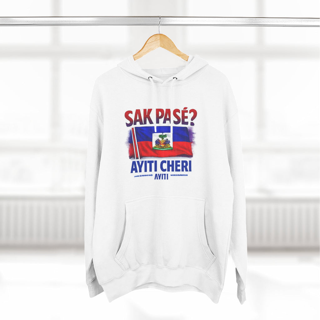 Hoodie — "Sak Pase? Ayiti Cheri" Haitian Flag Fleece Hoodie