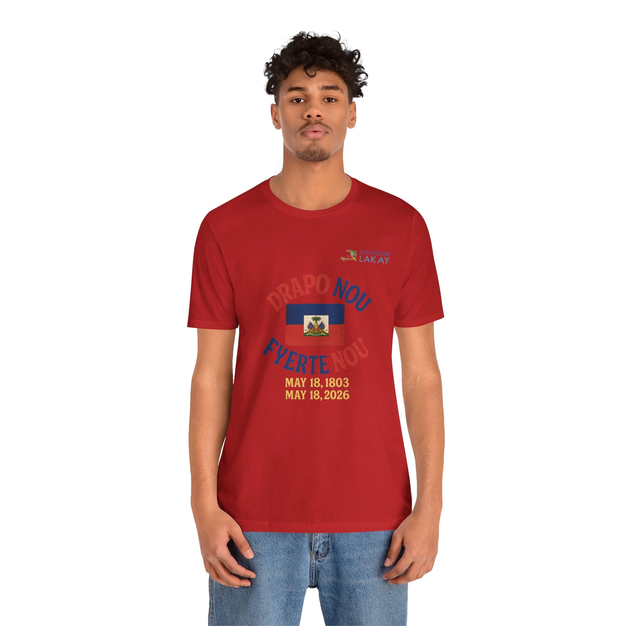 Haiti Flag T-Shirt — "Drapo Nou, Fyerte Nou" May 18 Commemorative Tee