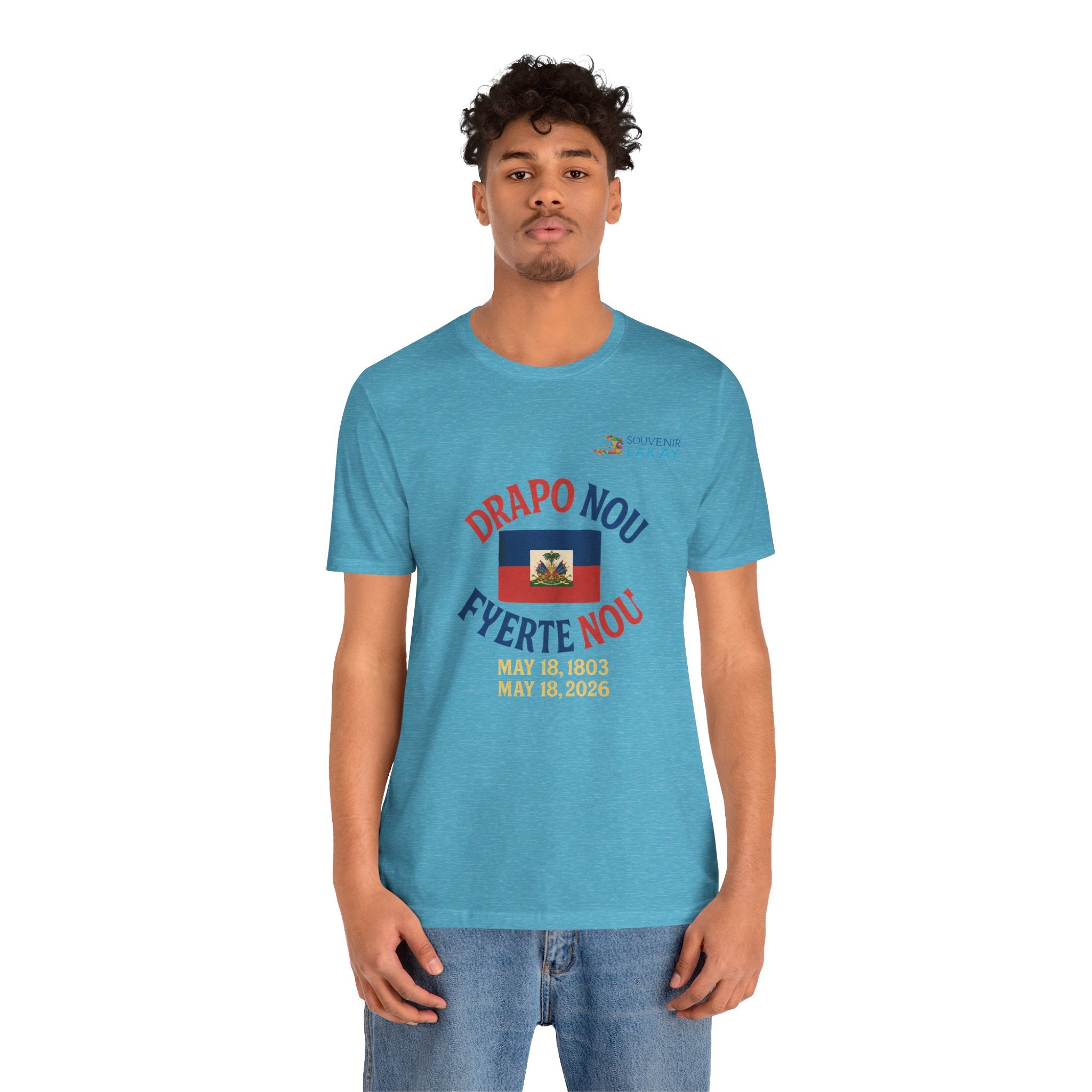 Haiti Flag T-Shirt — "Drapo Nou, Fyerte Nou" May 18 Commemorative Tee