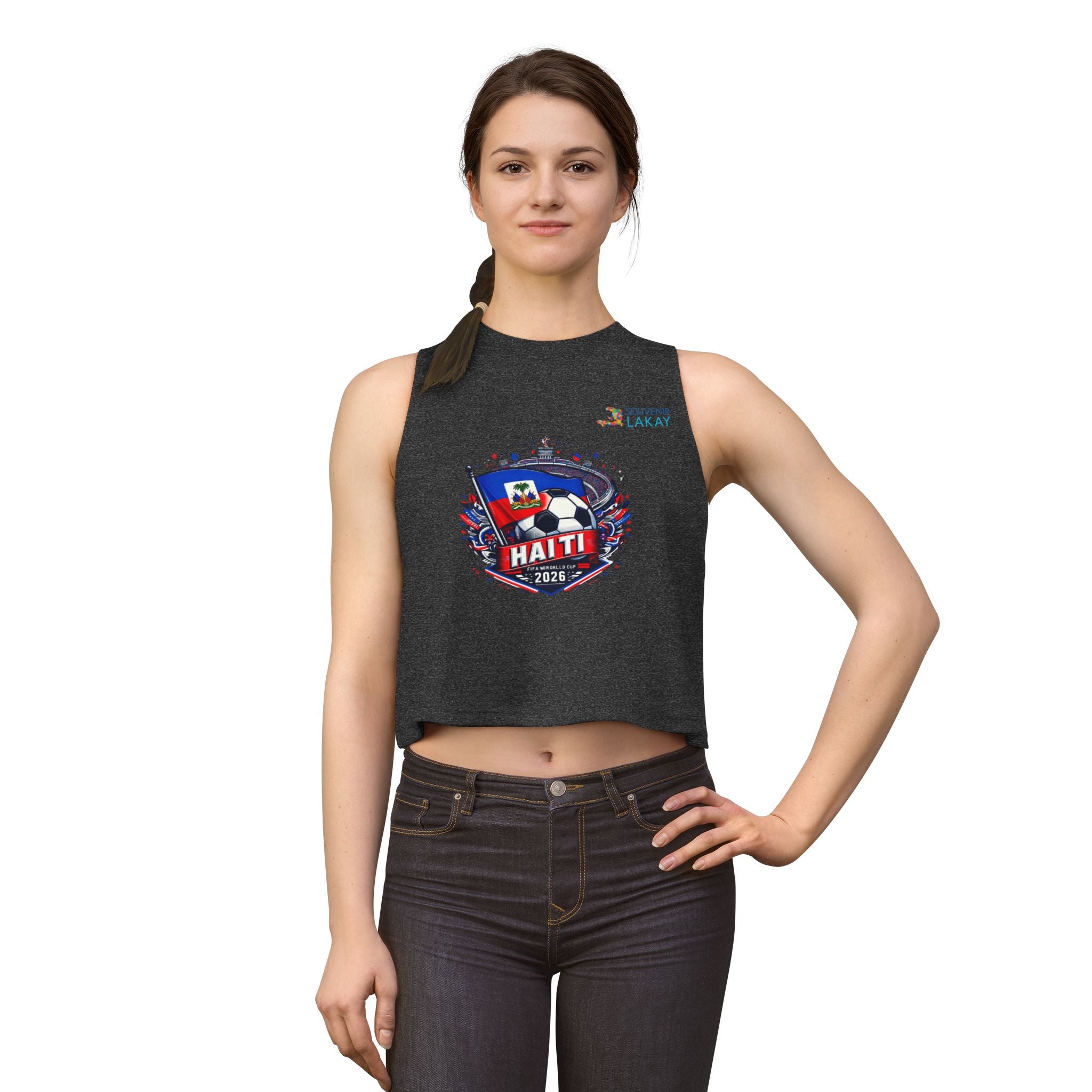 Haiti 2026 Soccer Crest Crop Top — Women's Football Fans Tank