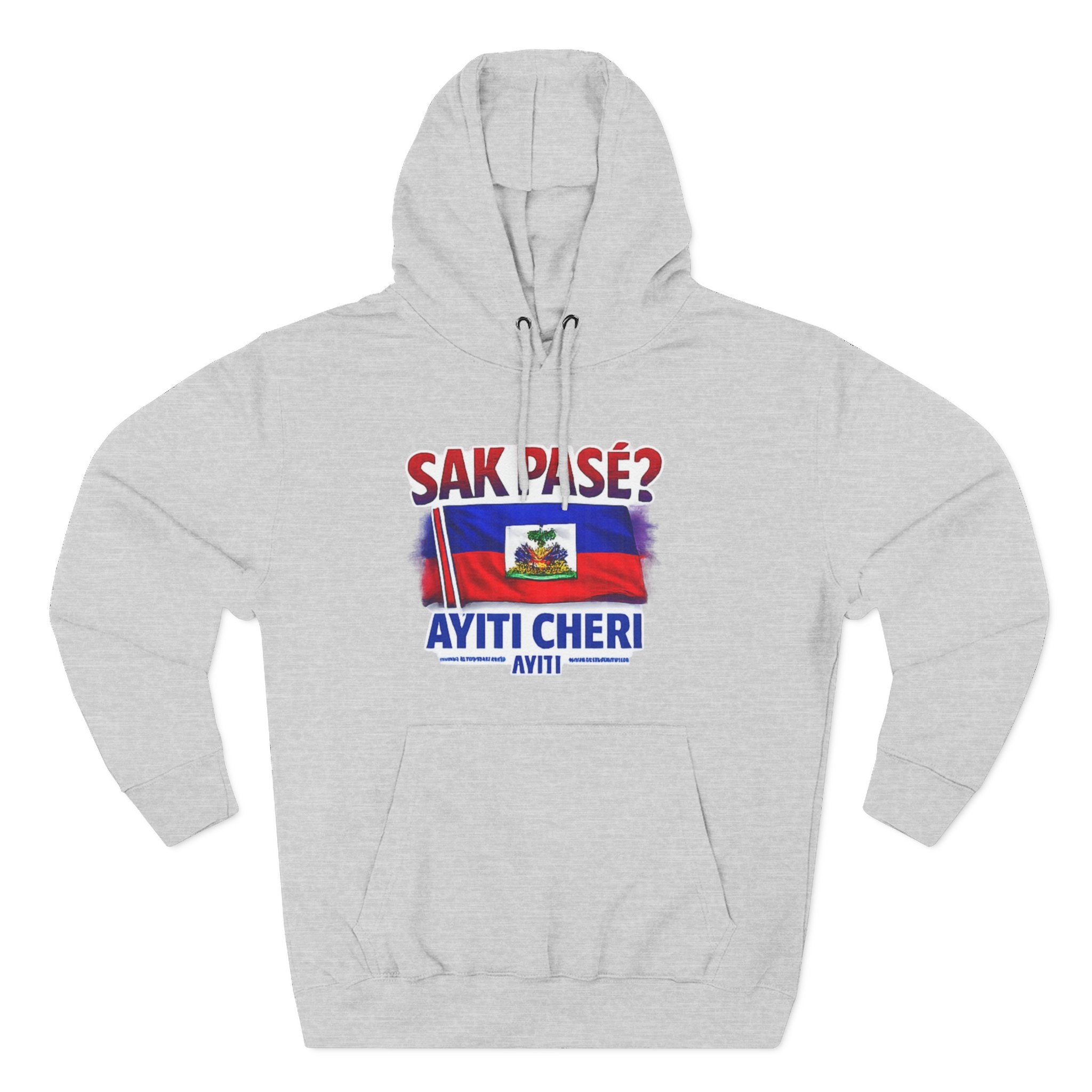 Hoodie — "Sak Pase? Ayiti Cheri" Haitian Flag Fleece Hoodie
